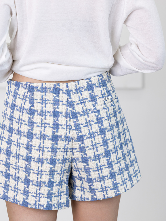 Szorty w pepitkę niebieskie ecru