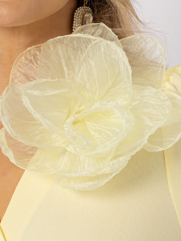 Broszka kwiat z organzy pudrowy żółty
