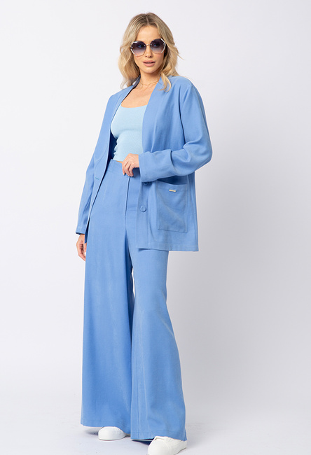 Niebieskie wiskozowe spodnie z szeroką nogawką Jane