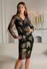 Sukienka tuba czarna w złote wzory Parma 