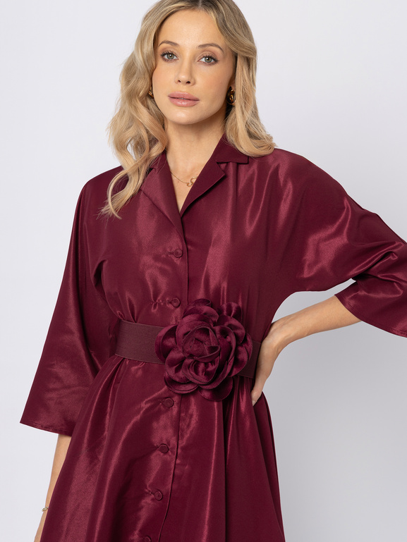 Burgundowa sukienka z tafty Charlotte