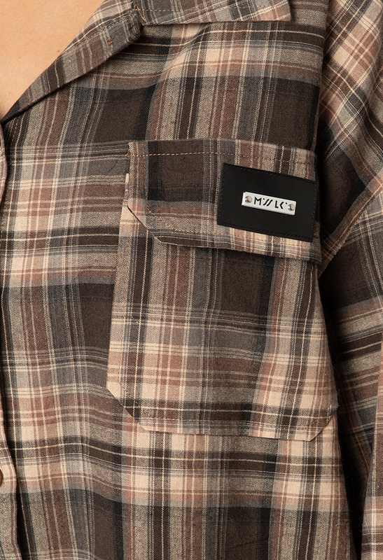 Bawełniana beżowa koszula w kratę