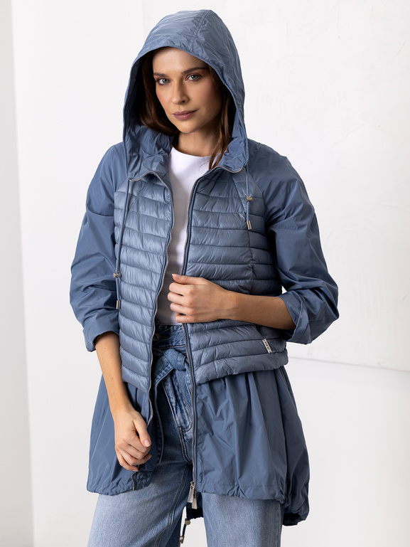 Płaszcz przejściowy z panelem puchowym niebieski