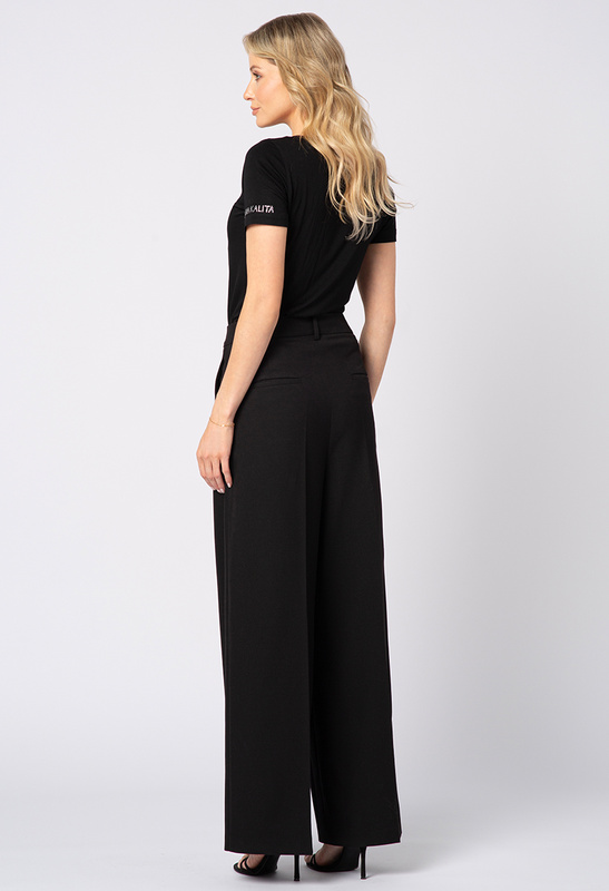 Czarne szerokie spodnie w kant