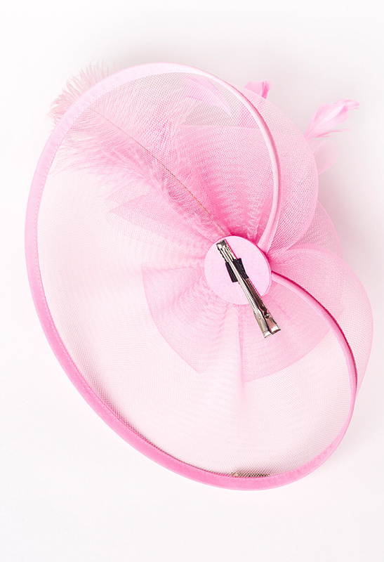 Fascynator różowy z dużym rondem