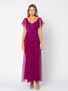 Sukienka z purpurowej siatki z falbanami Malou