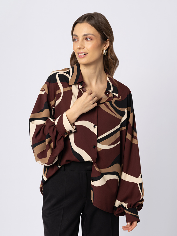 Brązowa koszula w geometryczny wzór Colmar