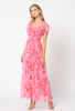 Sukienka z siatki w różowe kwiaty Malou