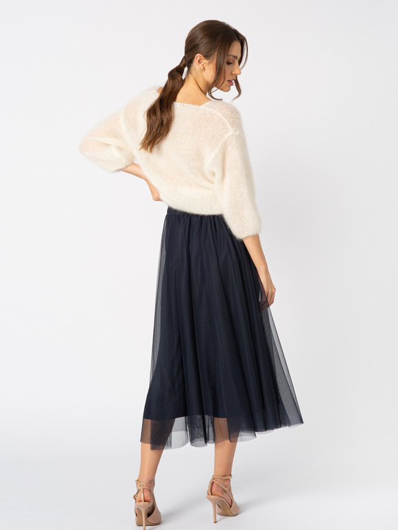 Tiulowa granatowa spódnica