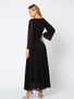 Czarna sukienka z ozdobną talią i szerszym rękawem Magdalene