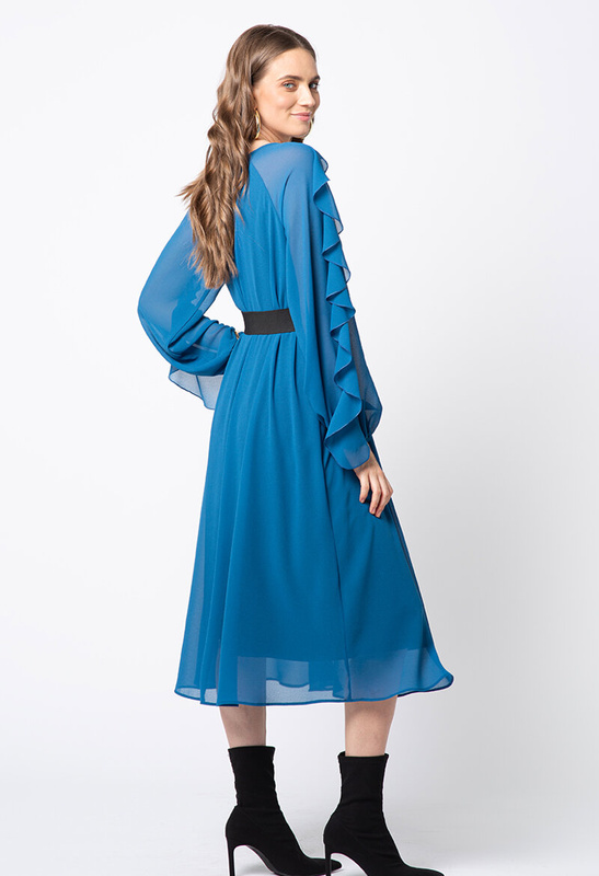 Sukienka z szyfonu w kolorze petrol blue Claire