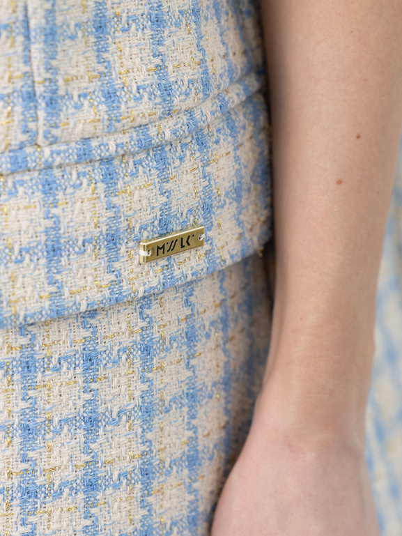 Marynarka w pepitkę niebieska ecru