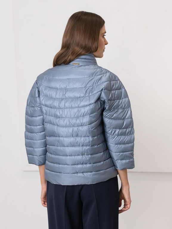 Kurtka pikowana ze stójką niebieska