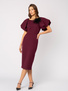 Burgundowa sukienka z bufkami Meghan