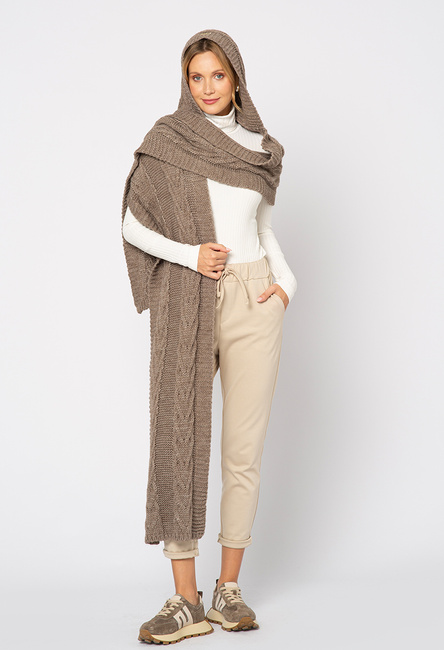 Szal z kapturem w kolorze fango