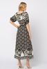 Sukienka w czarno-ecru wzory hiszpanka wiskoza z lnem Cheri