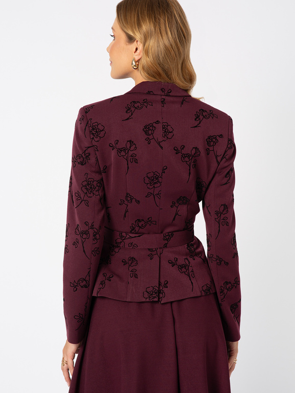 Burgundowa marynarka w drobny kwiatowy wzór Justine