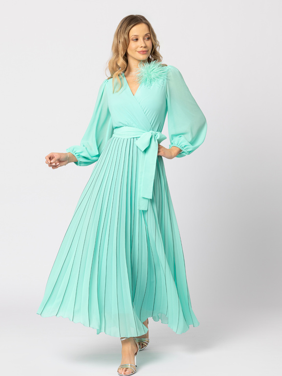 Miętowa sukienka z plisowanym dołem Grace