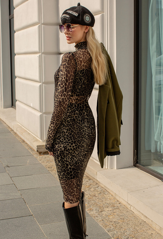 Sukienka z siatki zielona panterka Trani