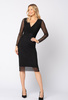 Czarna sukienka z drapowaniem w talii Brigitte