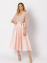 Sukienka z tafty z wiązaniem pudrowy róż