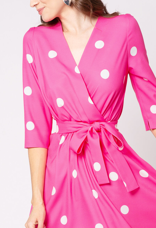 SAMPLE SALE Różowa sukienka w grochy Margot