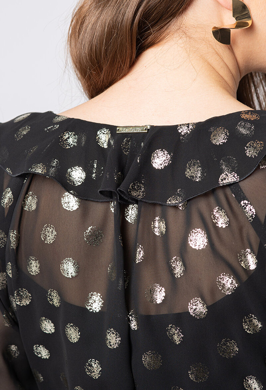 Czarna sukienka w złote grochy Mélodie