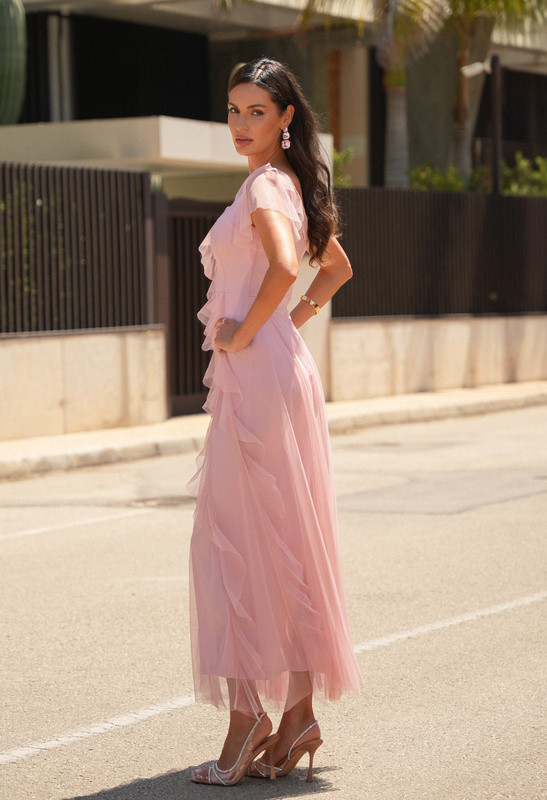 Sukienka z różowej siatki Malou