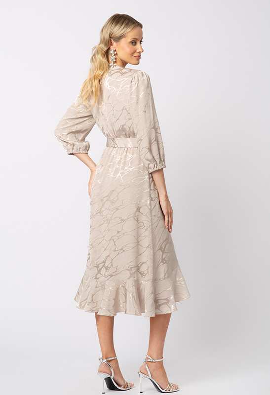 Sukiena z beżowej wiskozowej żakardowej tkaniny Margo