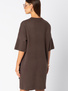 Brązowa sukienka z kieszenią z frędzlami 