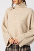 Sweter z golfem beżowy melanż