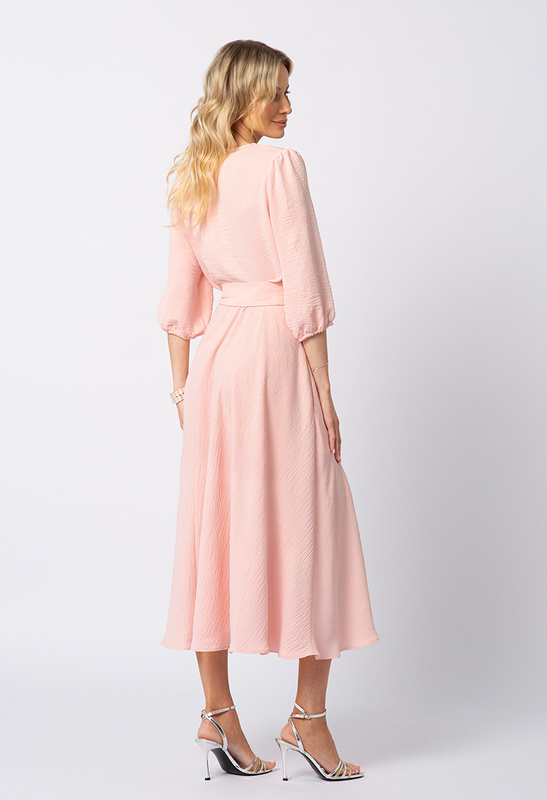 Morelowa midi sukienka z paskiem Ophélie