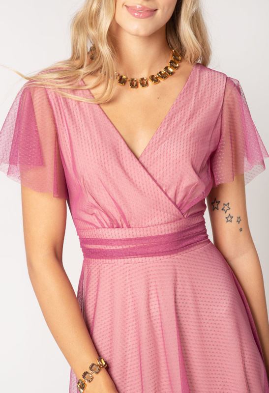 Długa różowa sukienka Girona