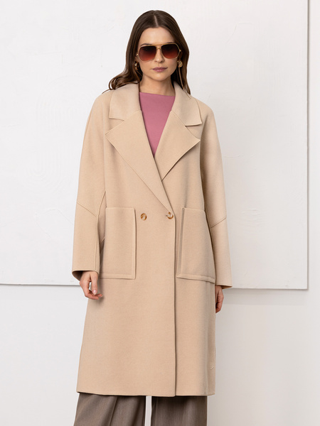 Płaszcz z naszywanymi kieszeniami beżowy