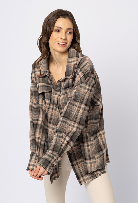 Beżowa koszula w kratę