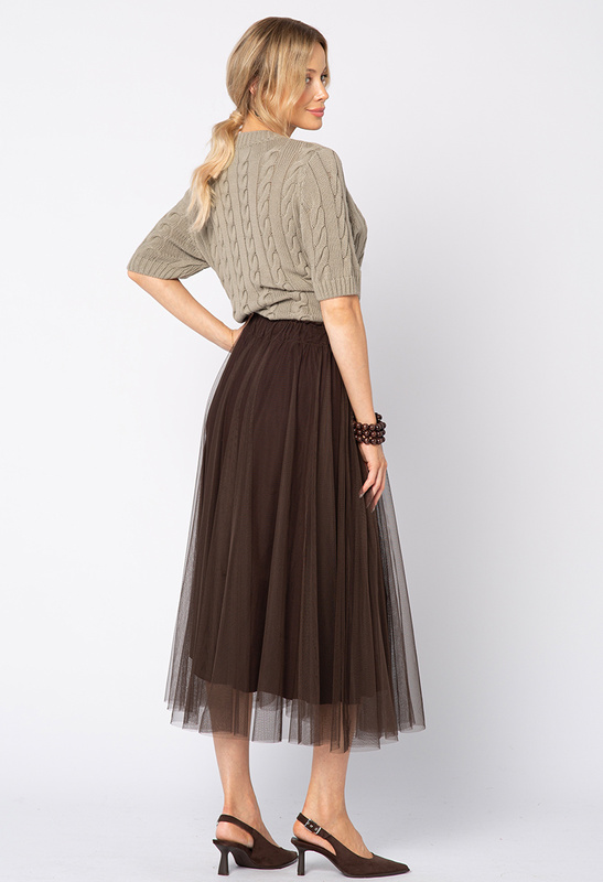 Tiulowa brązowa spódnica