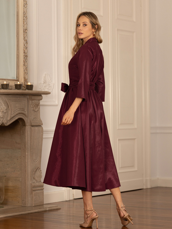 Burgundowa sukienka z tafty Charlotte