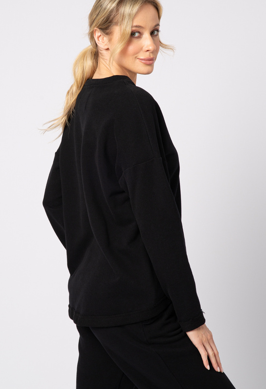 Czarna bawełniana bluza z dekoltem w serek Zoe