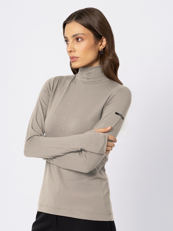 Gładki golf w kolorze taupe