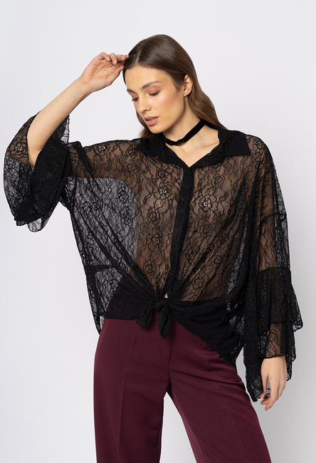 Czarna koronkowa koszula