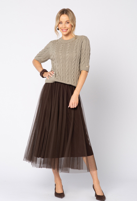 Tiulowa brązowa spódnica