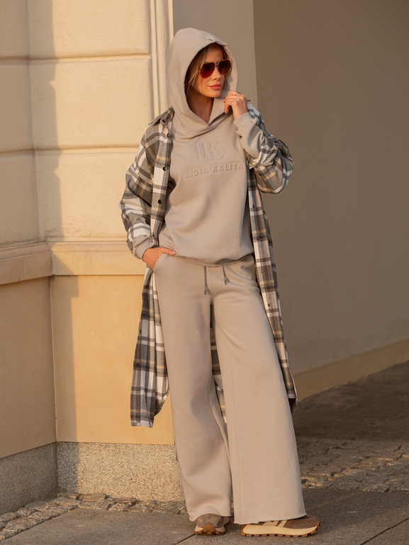 Długa koszula w kratę z kapturem