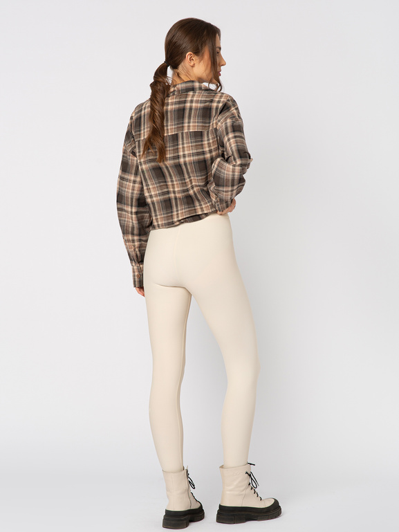 Ecru legginsy z zapiętką