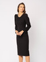 Dopasowana czarna sukienka z długim rękawem Rebecca