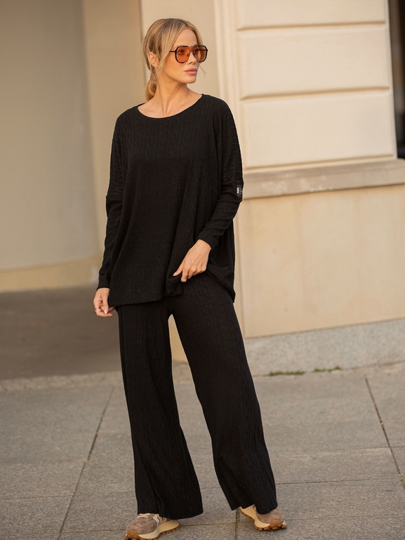 Czarny dzianinowy sweter warkocz Anne