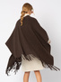 Brązowy sweter ponczo z frędzlami