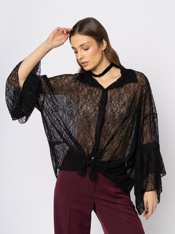 Czarna koronkowa koszula