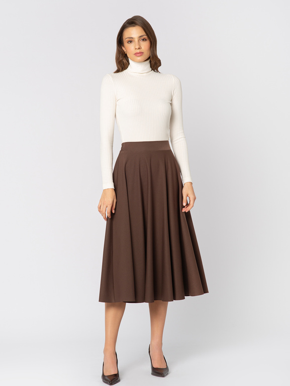 Brązowa rozkloszowana spódnica Simon