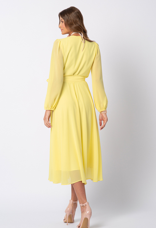 Sukienka z żółtego szyfonu Olympia