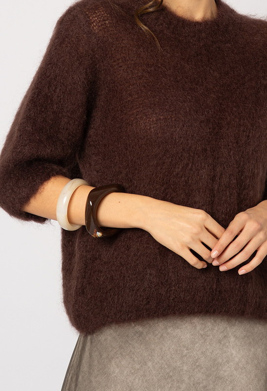Brązowy mohairowy sweter